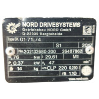 NORD Getriebemotor SK71L-4 SK01 0,37kW 47rpm 76Nm IP55