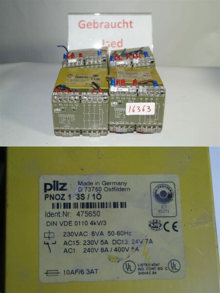 PILZ Relais PNOZ 1 3S/1Ö 475650 Sicherheitsrelais