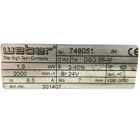 Weber Servomotor DSG 56-M 1,9kW 2000rpm 7Nm IP65 301407