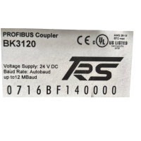 RS Beckhoff BK3120 PROFIBUS Coupler Buskoppler 24V DC