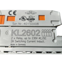 RS 7X  KL2602 Relaismodul Relaisklemme 2x Relay 230V
