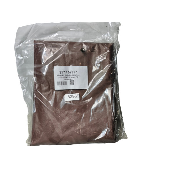 Abdeckhaube Gitterbox 1250x850x500 mm Braun PE-Bändchen Schutzhaube