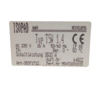 ISOPAD TSW 1.4 Temperaturregler Thermostat 250V 16A IP65 05370712