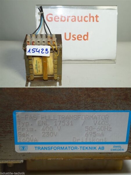 Teknik enL 17531  trafo transformator  prim 4000v 160VA