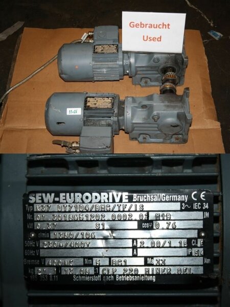 Sew  0,37 kw  106 min  Getriebemotor Gearbox