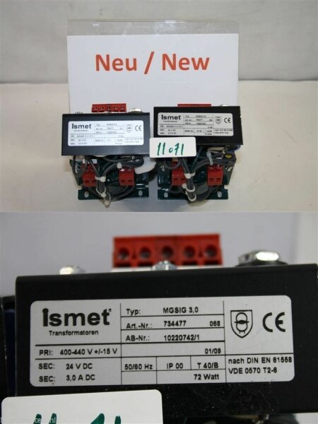 Ismet  MGSIG 3,0 transformator trafo pri 400-440v  sec 3,0 A DC